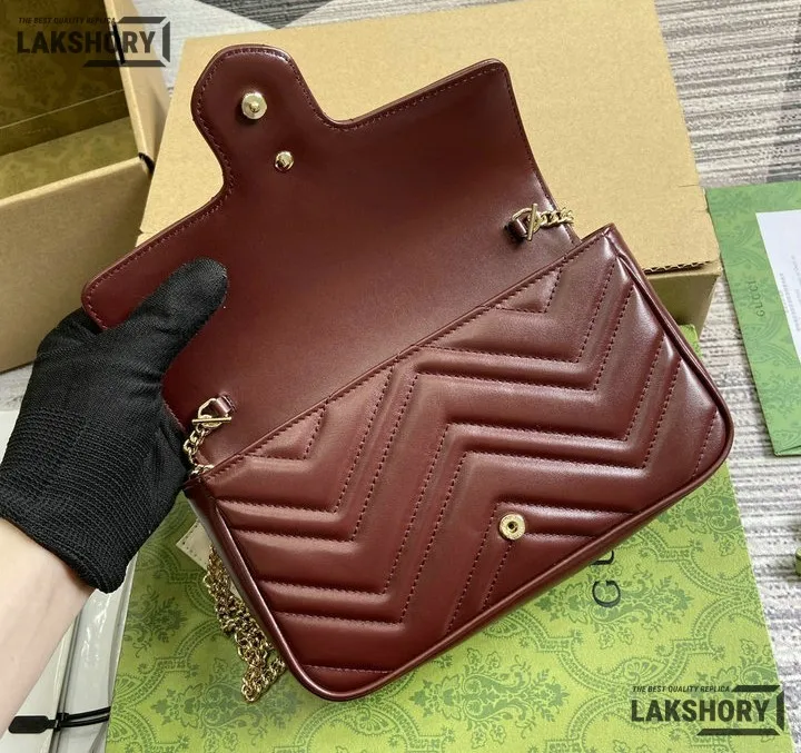 Gucci 1:1 Mirror Replica Marmont Small Burgundy Shoulder Bag 21CM/8.3IN Gucci Replica Marmont Bags Gucci 1:1 Mirror Replica Marmont Small Burgundy Shoulder Bag 21CM/8.3IN Gucci Replica Marmont Bags