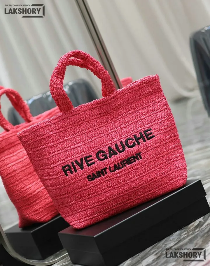 YSL 1:1 Mirror Replica Raffia Embroidered Rive Gauche Tote Bag 38CM/15IN Replica Tote Bags YSL 1:1 Mirror Replica Raffia Embroidered Rive Gauche Tote Bag 38CM/15IN Replica Tote Bags