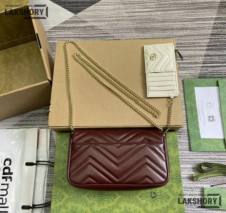 Gucci 1:1 Mirror Replica Marmont Small Burgundy Shoulder Bag 21CM/8.3IN Gucci Replica Marmont Bags Gucci 1:1 Mirror Replica Marmont Small Burgundy Shoulder Bag 21CM/8.3IN Gucci Replica Marmont Bags