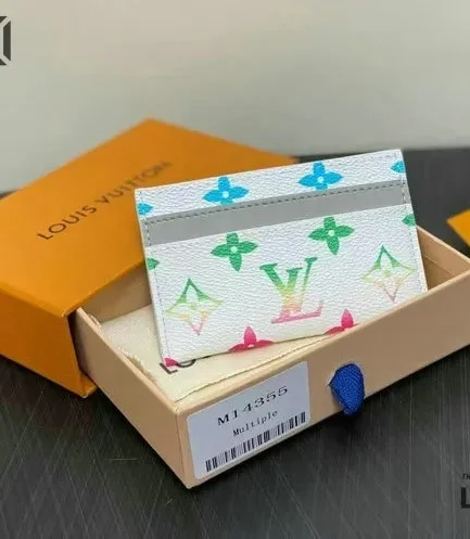 Louis Vuitton 1:1 Mirror Replica Grey Gradient Iridescent Double Card Holder Spring 7CM/2.8IN Louis Vuitton Replica Wallets