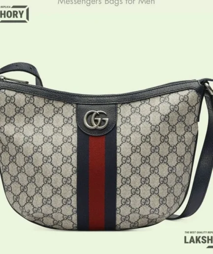 Gucci 1:1 Mirror Replica GG Supreme Small Ophidia Hobo Beige Blue 30CM/11.8IN Gucci Replica Ophidia Bags