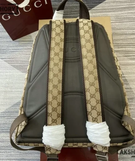 Gucci 1:1 Mirror Replica GG Canvas Medium Backpack Beige & Brown 40CM/15.7IN Gucci Replica Backpacks