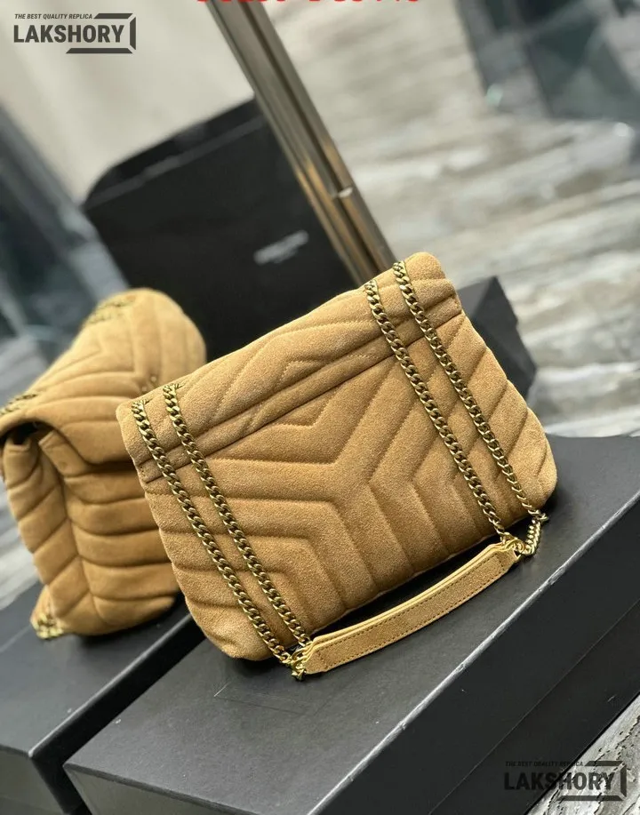 YSL 1:1 Mirror Replica Suede Calfskin Small Loulou Chain Satchel 24CM/9.4IN Replica Crossbody Bags YSL 1:1 Mirror Replica Suede Calfskin Small Loulou Chain Satchel 24CM/9.4IN Replica Crossbody Bags