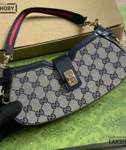 Gucci 1:1 Mirror Replica Canvas Mini Moon Side Shoulder Bag 24CM/9.4IN Gucci Replica Jackie Bags