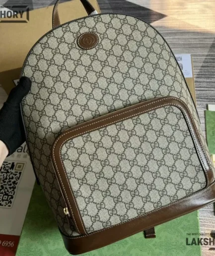 Gucci 1:1 Mirror Replica GG Supreme Textured Retro Interlocking G Backpack 41CM/16.1IN Gucci Replica Backpacks