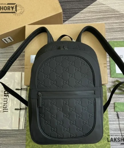 Gucci 1:1 Mirror Replica Rubber-effect Leather Medium Backpack 34CM/13.4IN Gucci Replica Backpacks