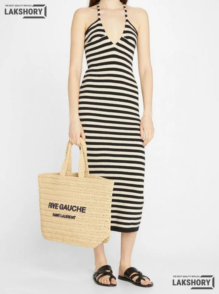 YSL 1:1 Mirror Replica Rive Gauche Supple Raffia Tote Bag Natural 38CM/15IN Replica Tote Bags YSL 1:1 Mirror Replica Rive Gauche Supple Raffia Tote Bag Natural 38CM/15IN Replica Tote Bags