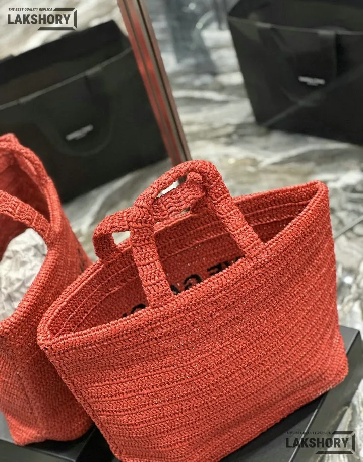 YSL 1:1 Mirror Replica Raffia Embroidered Rive Gauche Tote Bag 38CM/15IN Replica Tote Bags YSL 1:1 Mirror Replica Raffia Embroidered Rive Gauche Tote Bag 38CM/15IN Replica Tote Bags