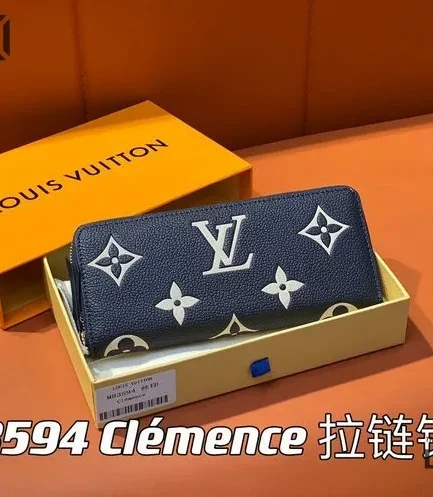 Louis Vuitton 1:1 Mirror Replica Cartera Clemence Bicolor Monogram Empreinte Leather 20CM/7.9IN Louis Vuitton Replica Wallets