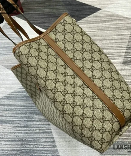 Gucci 1:1 Mirror Replica GG Emblem Maxi Tote Bag Beige Brown 42CM/16.5IN Gucci Replica Ophidia Bags