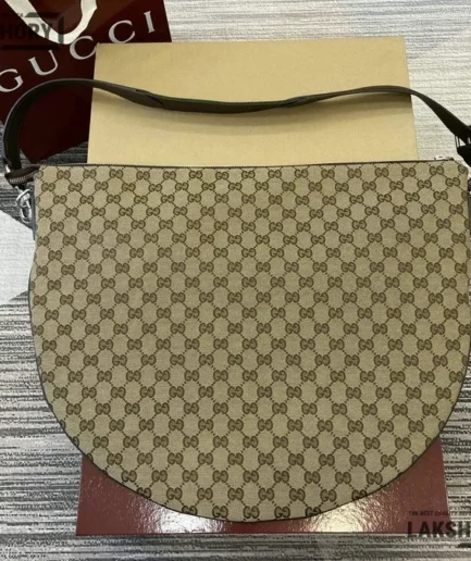 Gucci 1:1 Mirror Replica GG Web Sherry Line Shoulder Bag Beige 50CM/19.7IN Gucci Replica Jackie Bags