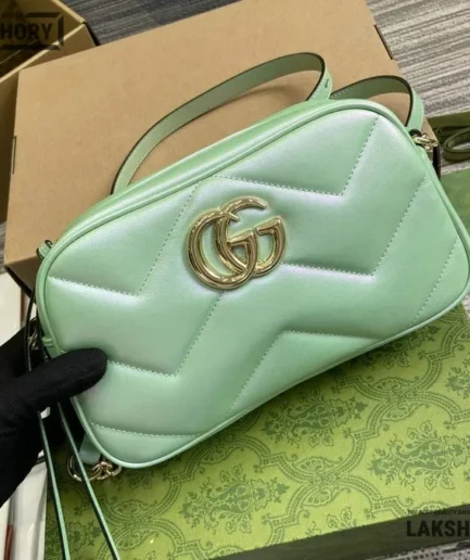 Gucci 1:1 Mirror Replica GG Marmont Chevron Iridescent Small Bag 24CM/9.4IN Gucci Replica Marmont Bags