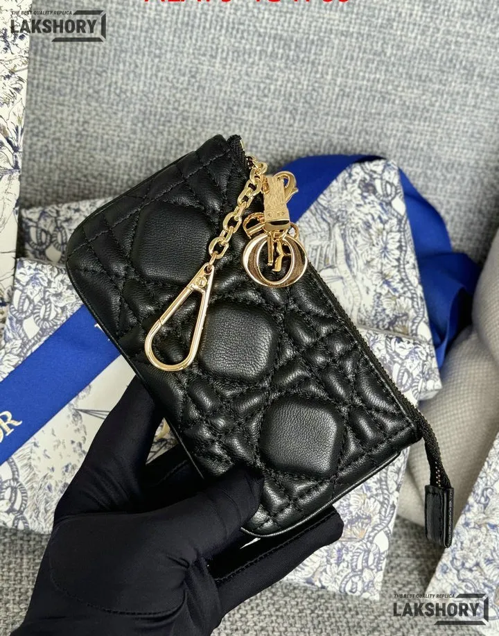 Dior 1:1 Mirror Replica Lambskin Cannage Lady Dior Zipped Key Case 7.6CM/3IN Christian Dior Replica Wallets Dior 1:1 Mirror Replica Lambskin Cannage Lady Dior Zipped Key Case 7.6CM/3IN Christian Dior Replica Wallets