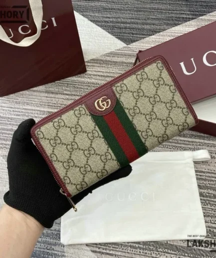 Gucci 1:1 Mirror Replica Ophidia Zip Around Wallet GG Supreme 20CM/7.9IN Gucci Replica Wallets