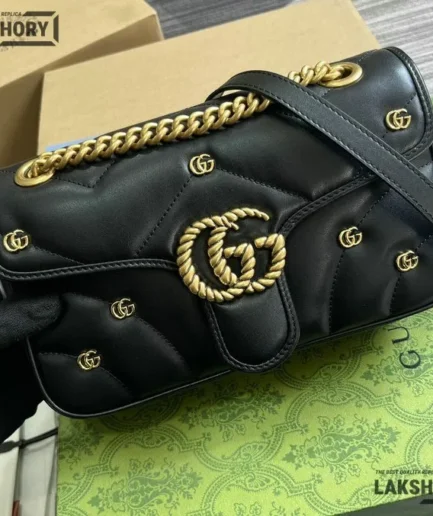 Gucci 1:1 Mirror Replica Matelasse Double G Small GG Marmont Bag Gucci Replica Marmont Bags
