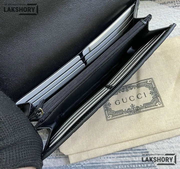 Gucci 1:1 Mirror Replica Guccissima GG Continental Wallet Black 19.5CM/7.7IN Gucci Replica Wallets Gucci 1:1 Mirror Replica Guccissima GG Continental Wallet Black 19.5CM/7.7IN Gucci Replica Wallets