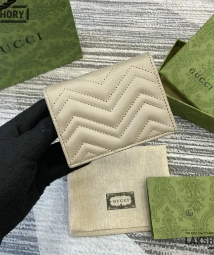 Gucci 1:1 Mirror Replica GG Marmont Small Wallet Beige 11CM/4.3IN Gucci Replica Wallets
