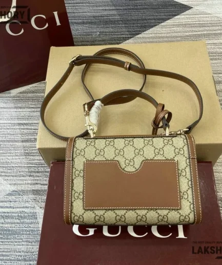 Gucci 1:1 Mirror Replica Padlock Small Beige & Brown Top Handle 20CM/7.9IN Gucci Replica Padlock Bags
