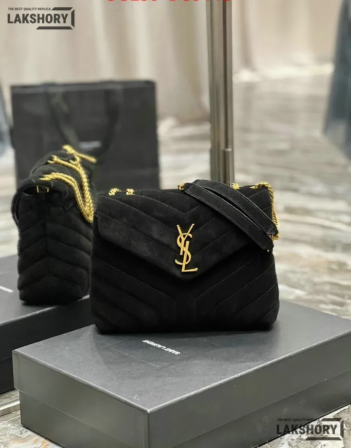 YSL 1:1 Mirror Replica Suede Calfskin Small Loulou Chain Satchel 24CM/9.4IN Replica Crossbody Bags YSL 1:1 Mirror Replica Suede Calfskin Small Loulou Chain Satchel 24CM/9.4IN Replica Crossbody Bags