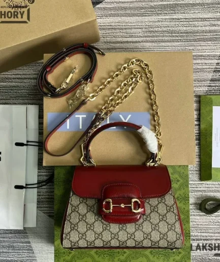 Gucci 1:1 Mirror Replica Mini Horsebit 1955 GG Supreme Calfskin 22CM/8.7IN Gucci Replica Horsebit Bags