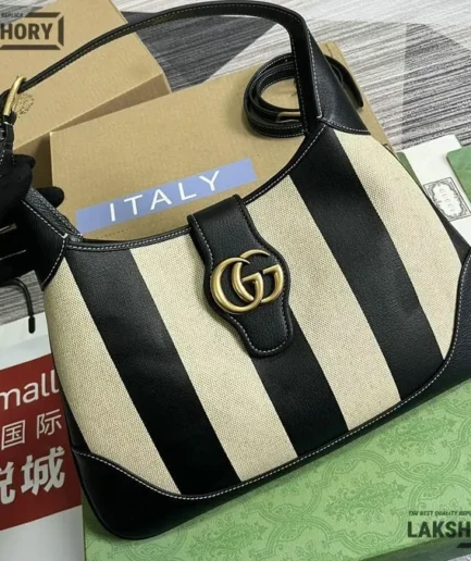 Gucci 1:1 Mirror Replica Aphrodite Striped Leather-trimmed Bag 39CM/15.4IN Gucci Replica Marmont Bags