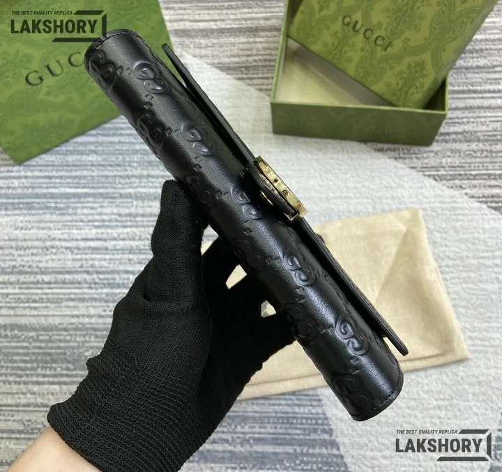 Gucci 1:1 Mirror Replica Guccissima GG Continental Wallet Black 19.5CM/7.7IN Gucci Replica Wallets Gucci 1:1 Mirror Replica Guccissima GG Continental Wallet Black 19.5CM/7.7IN Gucci Replica Wallets