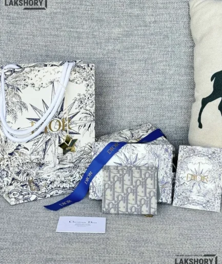 Dior 1:1 Mirror Replica Saddle Lotus Wallet Dior Oblique Jacquard Christian Dior Replica Wallets