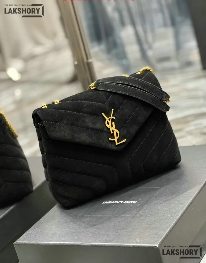 YSL 1:1 Mirror Replica Suede Calfskin Small Loulou Chain Satchel 24CM/9.4IN Replica Crossbody Bags YSL 1:1 Mirror Replica Suede Calfskin Small Loulou Chain Satchel 24CM/9.4IN Replica Crossbody Bags