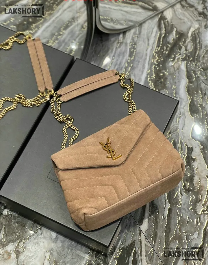 YSL 1:1 Mirror Replica Suede Calfskin Small Loulou Chain Satchel 24CM/9.4IN Replica Crossbody Bags YSL 1:1 Mirror Replica Suede Calfskin Small Loulou Chain Satchel 24CM/9.4IN Replica Crossbody Bags