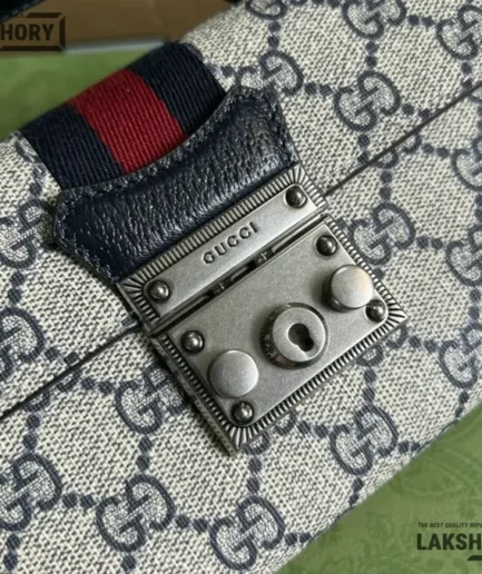 Gucci 1:1 Mirror Replica GG Supreme Lock Web Mini Padlock 18CM/7.1IN Gucci Replica Padlock Bags