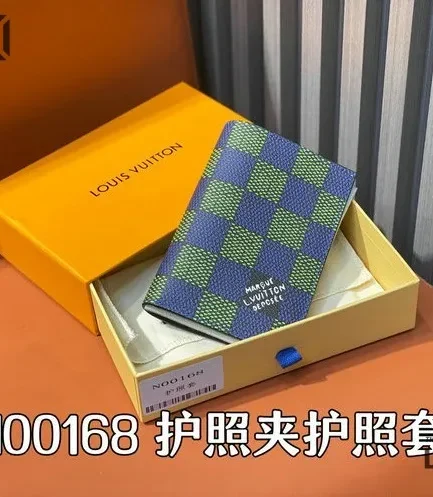 Louis Vuitton 1:1 Mirror Replica Passport Cover Damier Heritage Blue Green 14CM/5.5IN Louis Vuitton Replica Wallets