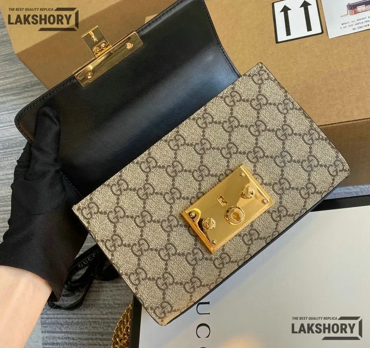 Gucci 1:1 Mirror Replica GG Supreme Small Padlock Shoulder Bag 20CM/7.9IN Gucci Replica Padlock Bags Gucci 1:1 Mirror Replica GG Supreme Small Padlock Shoulder Bag 20CM/7.9IN Gucci Replica Padlock Bags