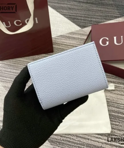 Gucci 1:1 Mirror Replica Bi-color GG Marmont Small Wallet Sky Blue 11CM/4.3IN Gucci Replica Wallets