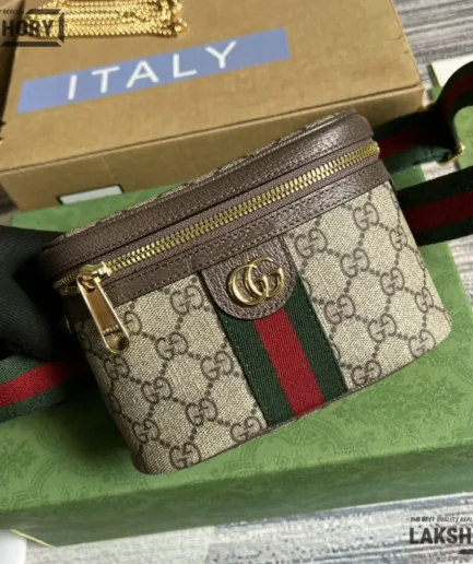 Gucci 1:1 Mirror Replica GG Monogram Ophidia Belt Bag Beige 18CM/7.1IN Gucci Replica Ophidia Bags