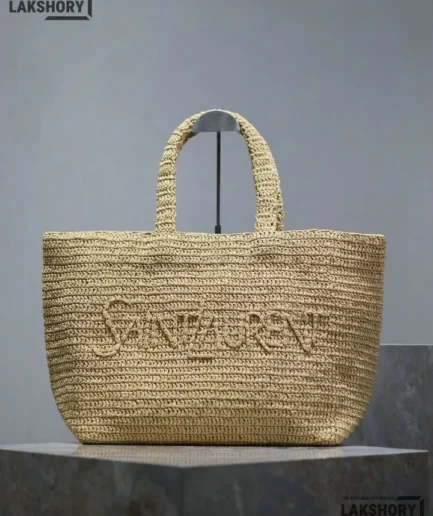 YSL 1:1 Mirror Replica Logo Embossed Raffia Crochet Tote Bag 50CM/19.7IN Replica Tote Bags