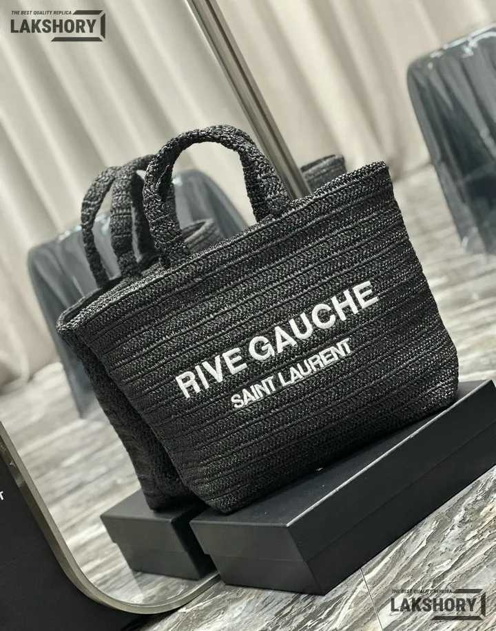 YSL 1:1 Mirror Replica Raffia Embroidered Rive Gauche Tote Bag 38CM/15IN Replica Tote Bags YSL 1:1 Mirror Replica Raffia Embroidered Rive Gauche Tote Bag 38CM/15IN Replica Tote Bags