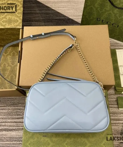 Gucci 1:1 Mirror Replica GG Marmont Small Chevron Iridescent 24CM/9.4IN Gucci Replica Marmont Bags