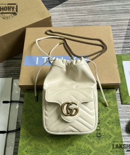 Gucci 1:1 Mirror Replica GG Marmont Mini Bucket Bag 20CM/7.9IN Gucci Replica Marmont Bags