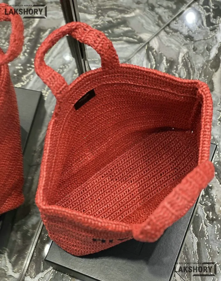 YSL 1:1 Mirror Replica Raffia Embroidered Rive Gauche Tote Bag 38CM/15IN Replica Tote Bags YSL 1:1 Mirror Replica Raffia Embroidered Rive Gauche Tote Bag 38CM/15IN Replica Tote Bags