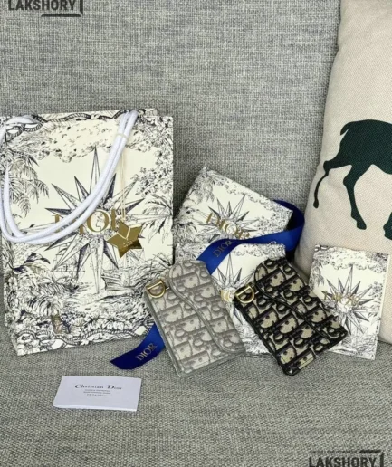 Dior 1:1 Mirror Replica Oblique Saddle Card Holder 7CM/2.8IN Christian Dior Replica Wallets