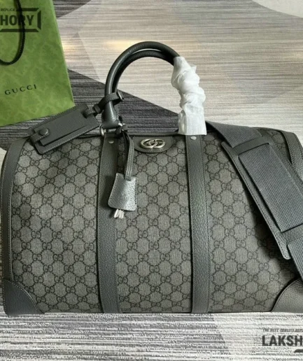 Gucci 1:1 Mirror Replica GG Supreme Medium Savoy Duffle Bag Grey 44CM/17.3IN Gucci Replica Ophidia Bags