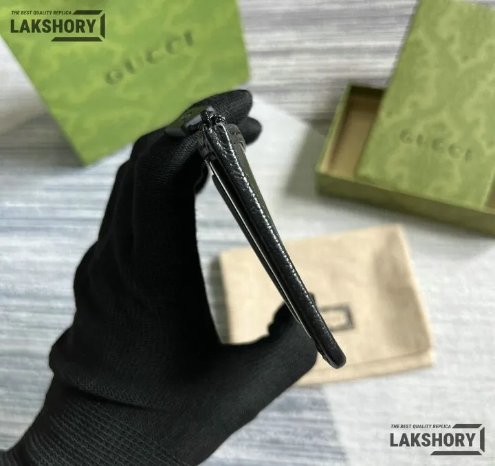 Gucci 1:1 Mirror Replica Card Holder Black GG Crystal Fabric 7.5CM/3IN Gucci Replica Wallets Gucci 1:1 Mirror Replica Card Holder Black GG Crystal Fabric 7.5CM/3IN Gucci Replica Wallets