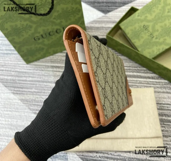 Gucci 1:1 Mirror Replica GG Emblem Continental Wallet Beige Black 11CM/4.3IN Gucci Replica Wallets Gucci 1:1 Mirror Replica GG Emblem Continental Wallet Beige Black 11CM/4.3IN Gucci Replica Wallets