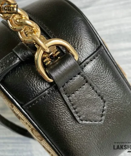 Gucci 1:1 Mirror Replica Diagonal Small Chain GG Marmont Beige Black 24CM/9.4IN Gucci Replica Marmont Bags