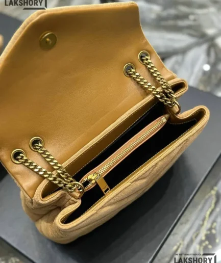 YSL 1:1 Mirror Replica Suede Calfskin Small Loulou Chain Satchel 24CM/9.4IN Replica Crossbody Bags
