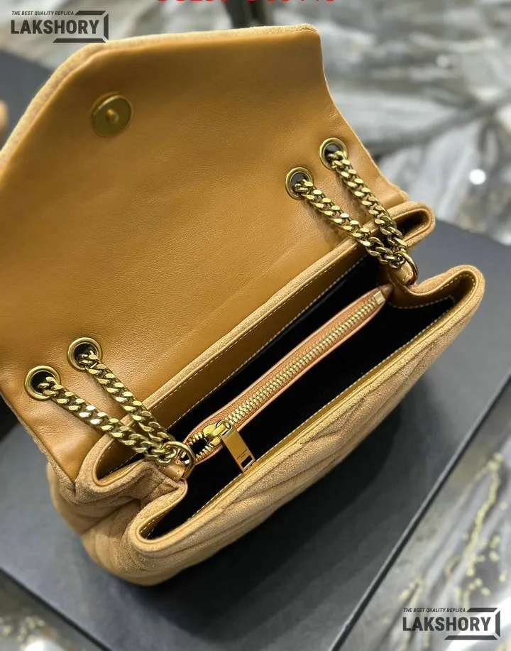 YSL 1:1 Mirror Replica Suede Calfskin Small Loulou Chain Satchel 24CM/9.4IN Replica Crossbody Bags YSL 1:1 Mirror Replica Suede Calfskin Small Loulou Chain Satchel 24CM/9.4IN Replica Crossbody Bags