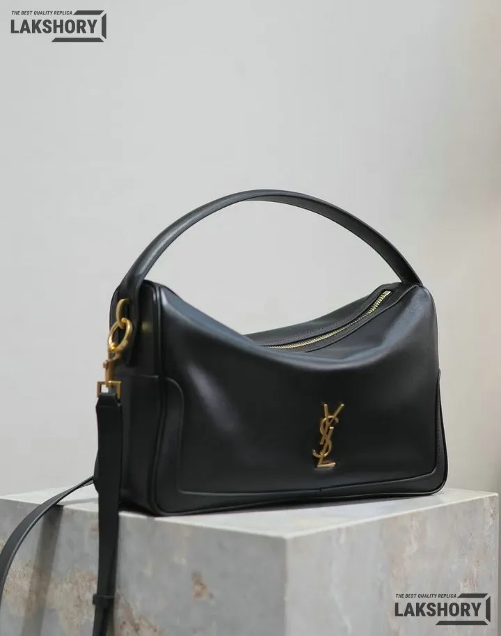 YSL 1:1 Mirror Replica Camera Supple Shoulder Bag Black 28CM/11IN Replica Hobo Bags YSL 1:1 Mirror Replica Camera Supple Shoulder Bag Black 28CM/11IN Replica Hobo Bags