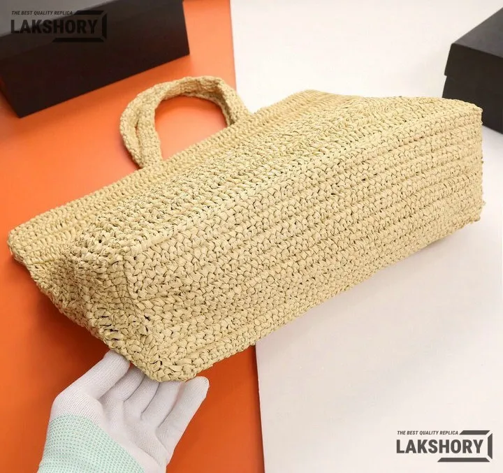 YSL 1:1 Mirror Replica Rive Gauche Supple Raffia Tote Bag Natural 38CM/15IN Replica Tote Bags YSL 1:1 Mirror Replica Rive Gauche Supple Raffia Tote Bag Natural 38CM/15IN Replica Tote Bags