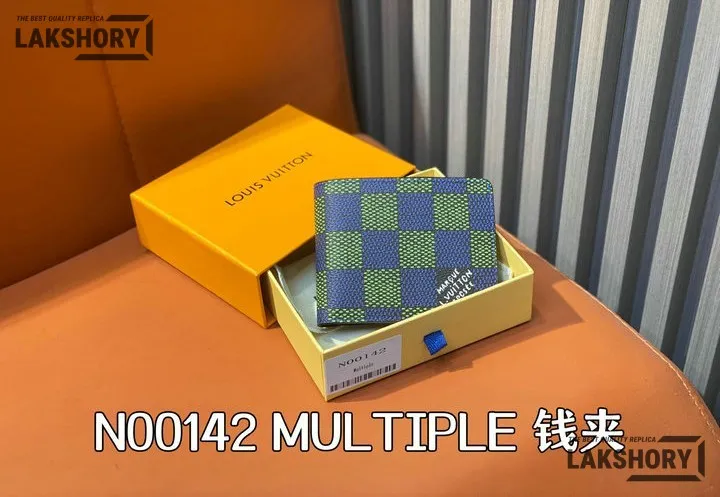 Louis Vuitton 1:1 Mirror Replica Multiple Wallet Damier Heritage Blue Green 19.5CM/7.7IN Louis Vuitton Replica Wallets Louis Vuitton 1:1 Mirror Replica Multiple Wallet Damier Heritage Blue Green 19.5CM/7.7IN Louis Vuitton Replica Wallets