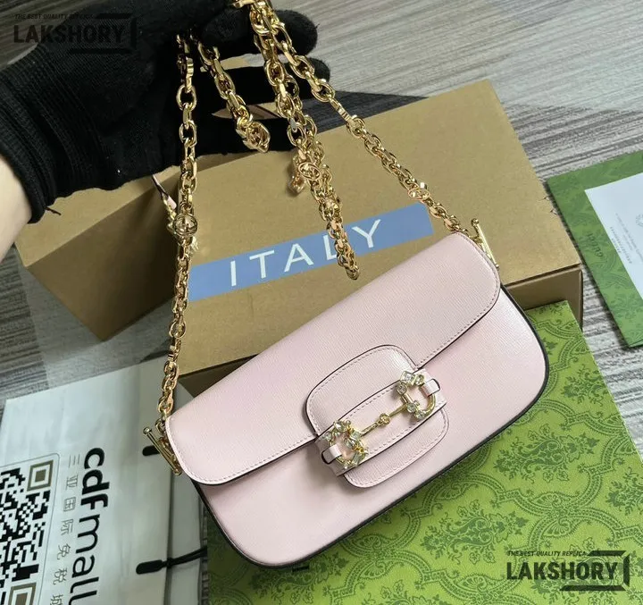 Gucci 1:1 Mirror Replica Horsebit 1955 Small Chain Pink Shoulder Bag 24CM/9.4IN Gucci Replica Horsebit Bags Gucci 1:1 Mirror Replica Horsebit 1955 Small Chain Pink Shoulder Bag 24CM/9.4IN Gucci Replica Horsebit Bags